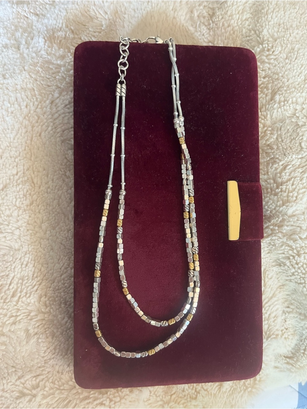 Brighton Two-Strand Silver and Gold Beaded Necklace